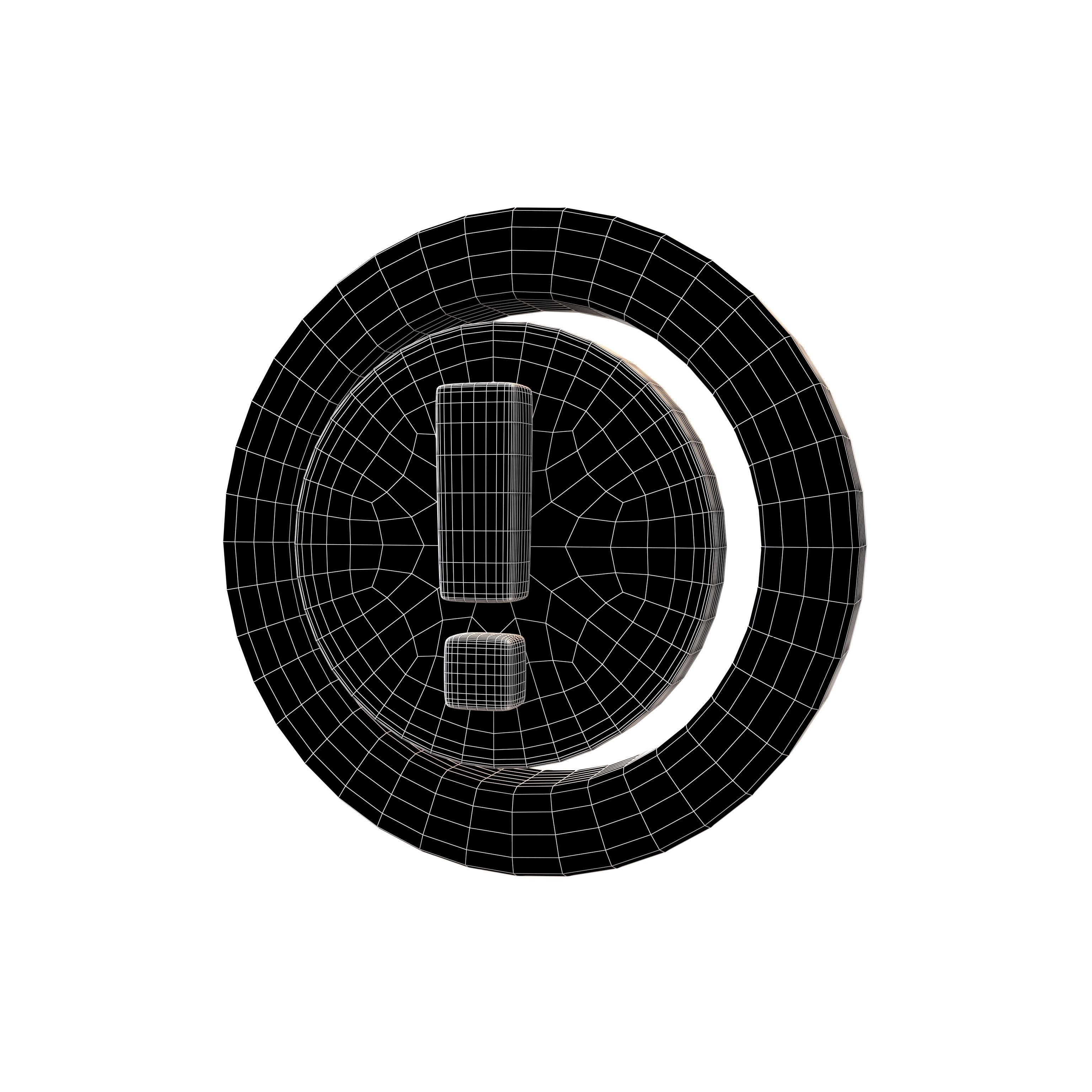 Battery Circle with Exclamation Mark Symbol v1 010 Low-poly 3D model_5