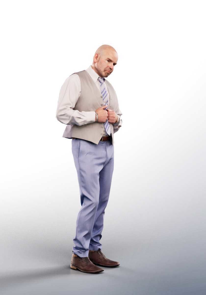 Dirk 13257 - Standing Elegant Man Holding His Vest Low-poly 3D model_2