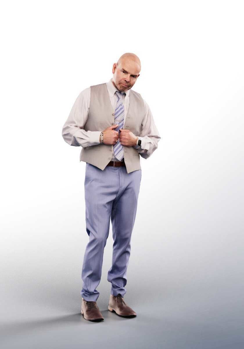 Dirk 13257 - Standing Elegant Man Holding His Vest Low-poly 3D model_1