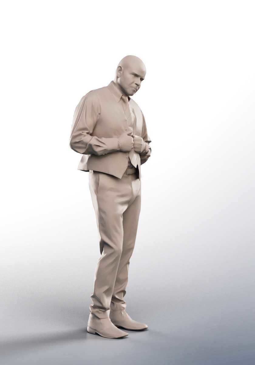 Dirk 13257 - Standing Elegant Man Holding His Vest Low-poly 3D model_4