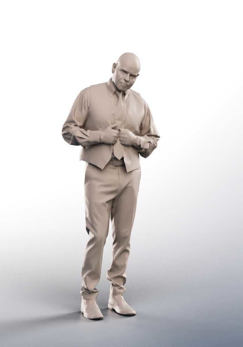 Dirk 13257 - Standing Elegant Man Holding His Vest Low-poly 3D model_3