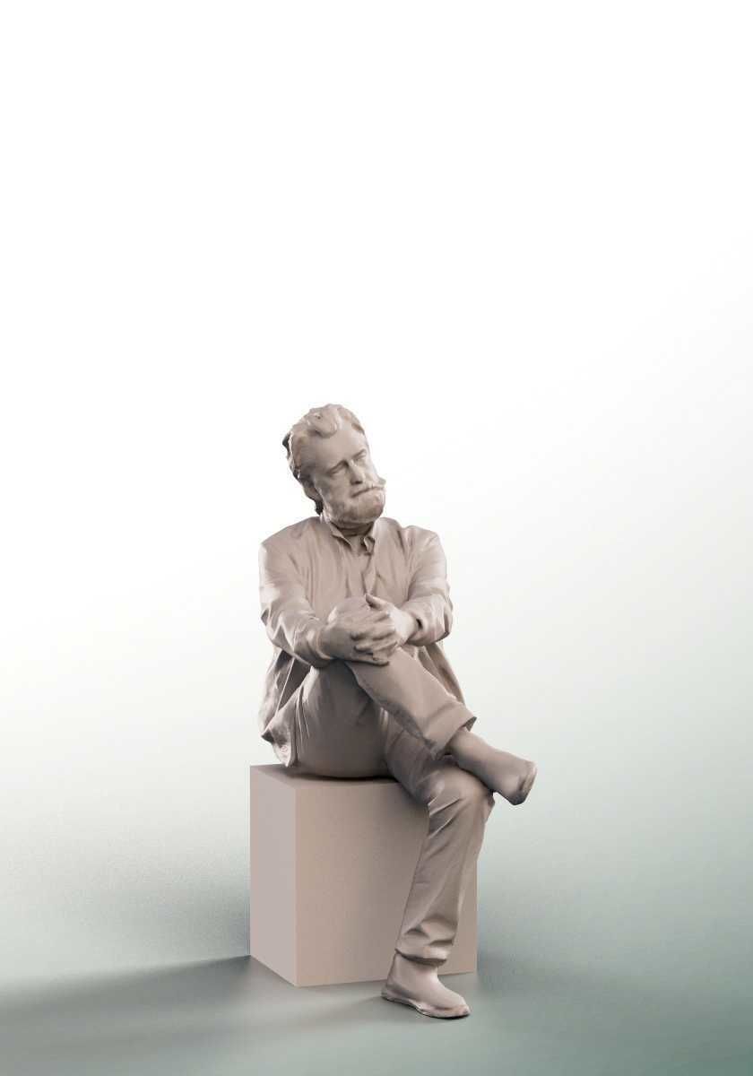 Andreas 13217 - Casual Sitting Older Man Low-poly 3D model_4