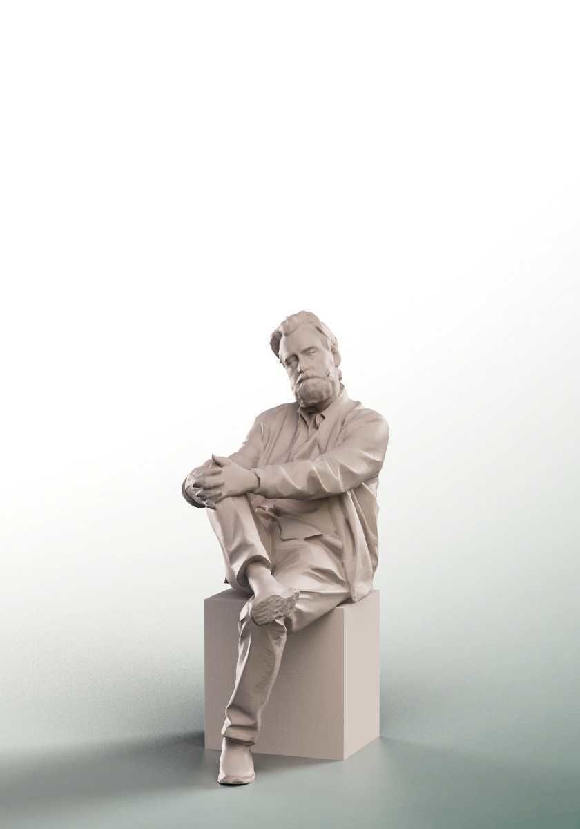 Andreas 13217 - Casual Sitting Older Man Low-poly 3D model_3