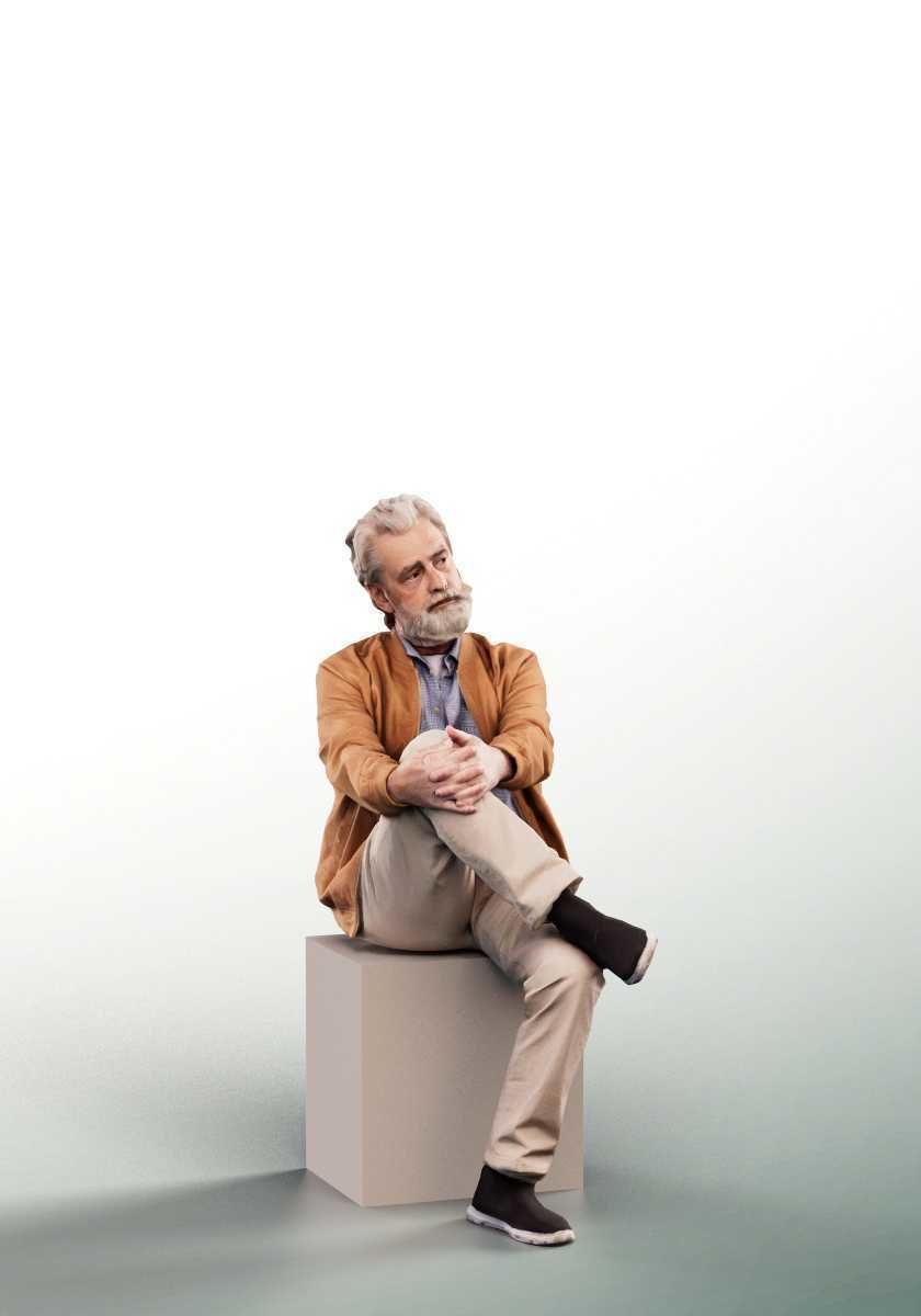 Andreas 13217 - Casual Sitting Older Man Low-poly 3D model_2