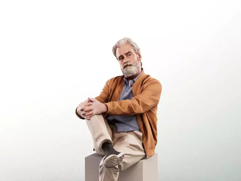 Andreas 13217 - Casual Sitting Older Man Low-poly 3D model_0