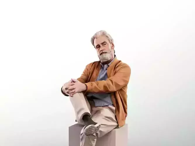 Andreas 13217 - Casual Sitting Older Man Low-poly 3D model