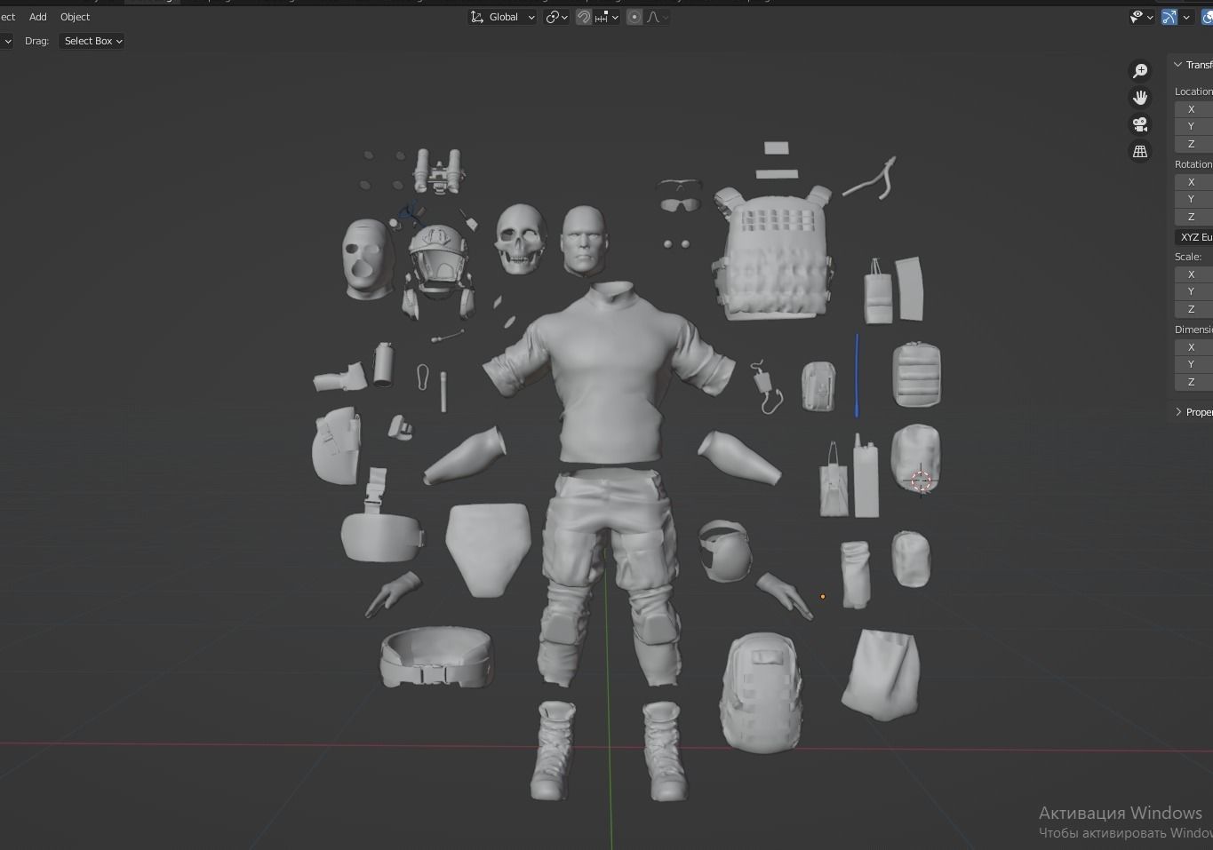 MODULAR SOLDIER PACK Low-poly 3D model_11