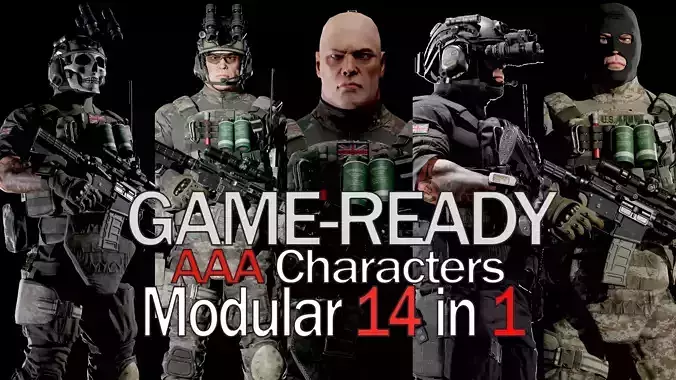 MODULAR SOLDIER PACK Low-poly 3D model