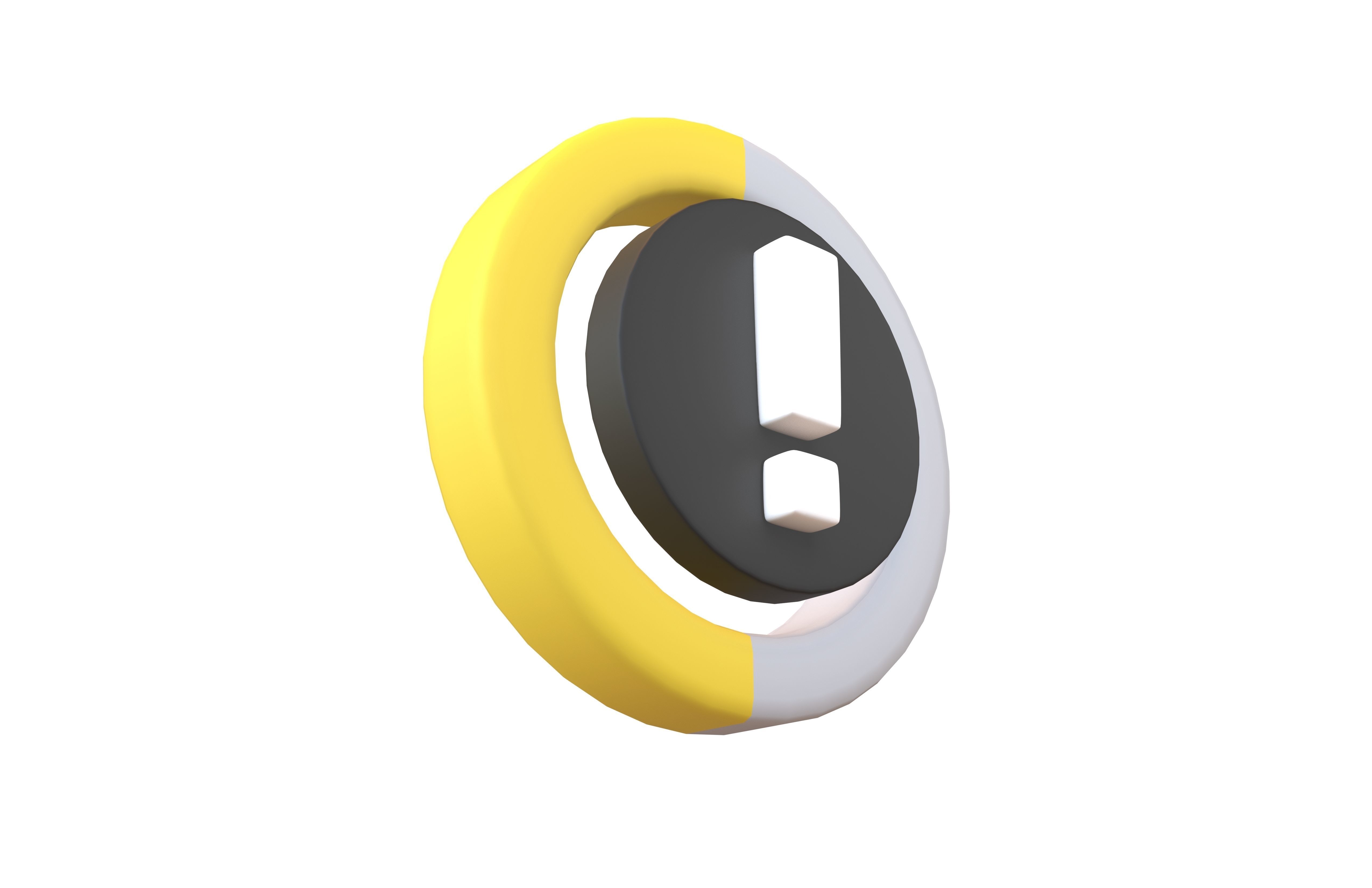 Battery Circle with Exclamation Mark Symbol v1 011 Low-poly 3D model_2