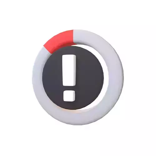 Battery Circle with Exclamation Mark Symbol v1 012 Low-poly 3D model