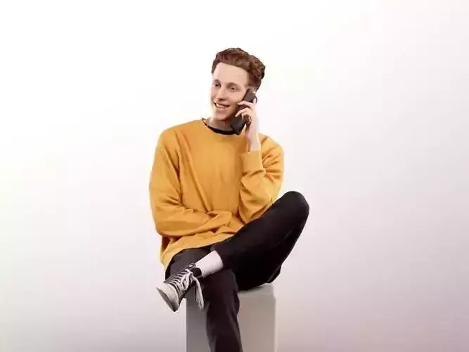 Max 13131 - Sitting Boy Phone Call Low-poly 3D model