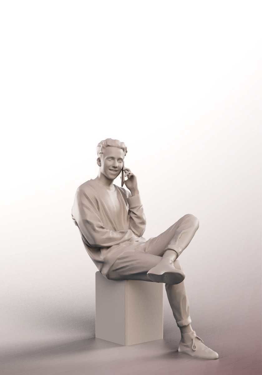 Max 13131 - Sitting Boy Phone Call Low-poly 3D model_4