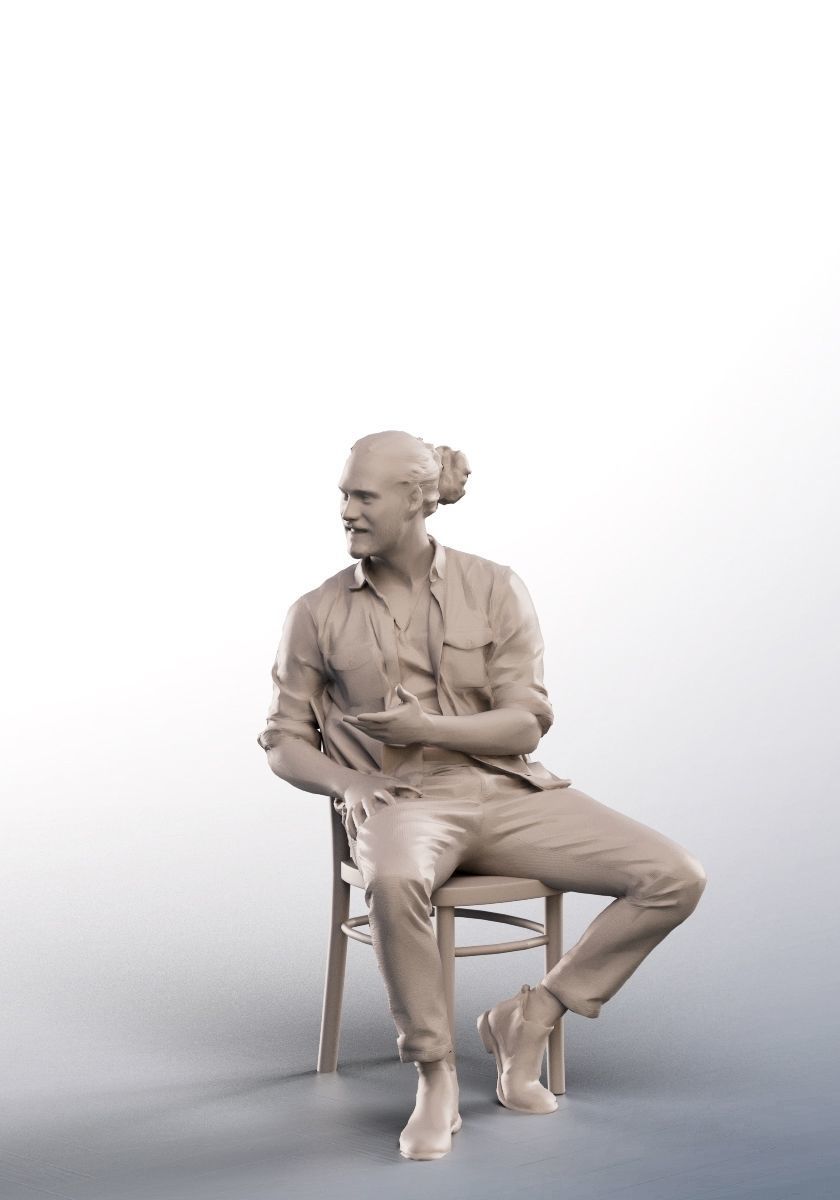Joel 13081 - Sitting Casual Man Talking Low-poly 3D model_4