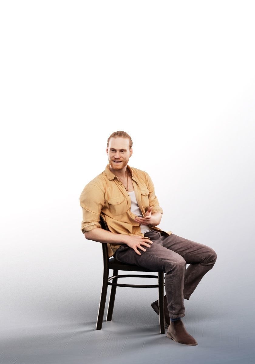 Joel 13081 - Sitting Casual Man Talking Low-poly 3D model_1