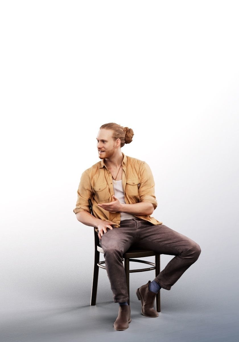 Joel 13081 - Sitting Casual Man Talking Low-poly 3D model_2