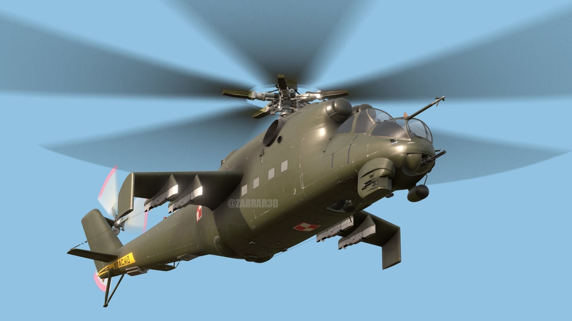 Mil MI-24D Hind Polish Air Force CGI Ready Low-poly 3D model_9