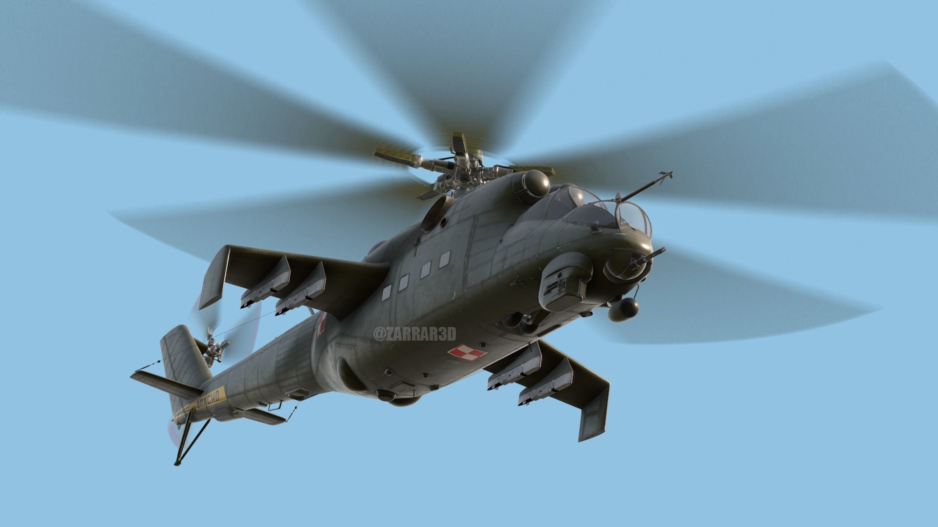 Mil MI-24D Hind Polish Air Force CGI Ready Low-poly 3D model_12