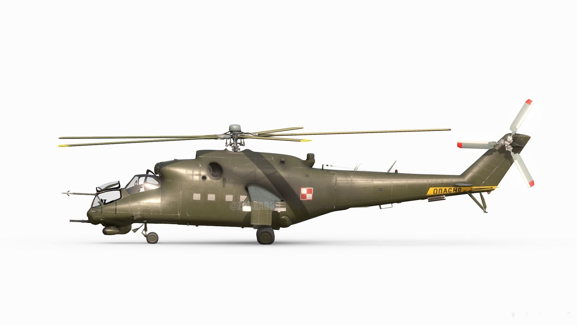 Mil MI-24D Hind Polish Air Force CGI Ready Low-poly 3D model_4