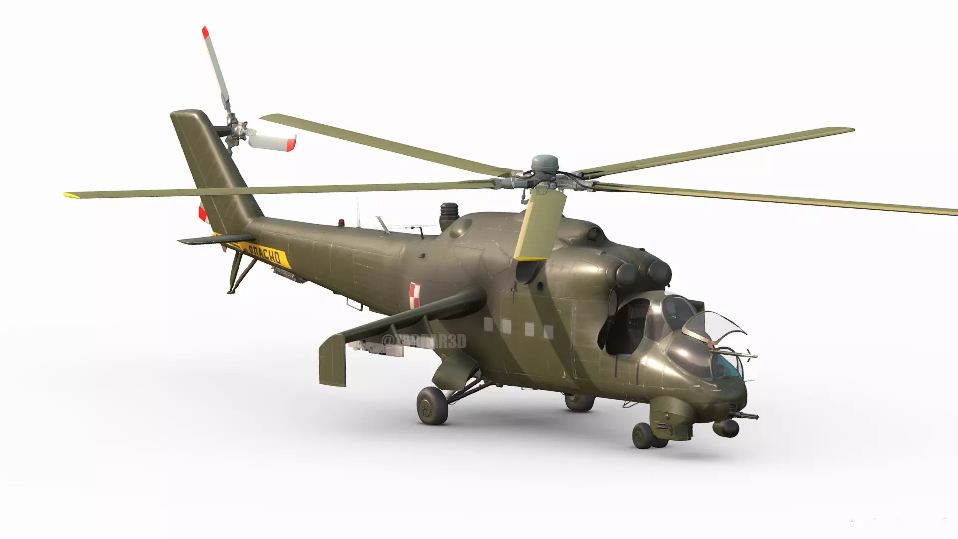 Mil MI-24D Hind Polish Air Force CGI Ready Low-poly 3D model_0