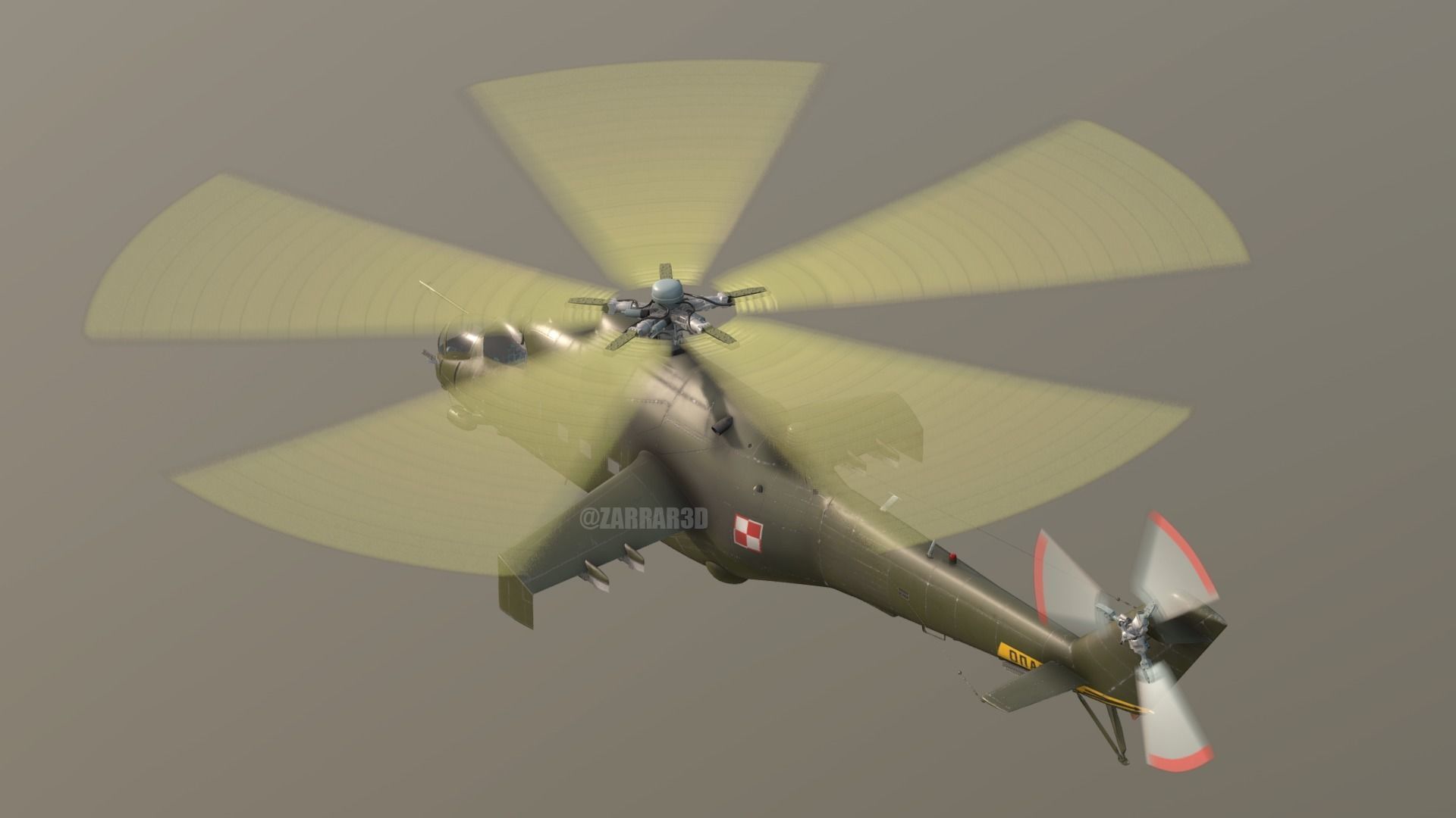 Mil MI-24D Hind Polish Air Force CGI Ready Low-poly 3D model_14