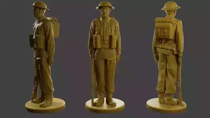 British Soldier Attention WW2 B1 Free 3D print model