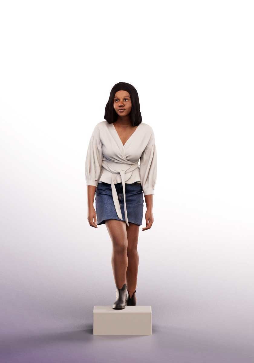 Reina 13484 - Young Black Woman Walking Up Stairs Low-poly 3D model_2