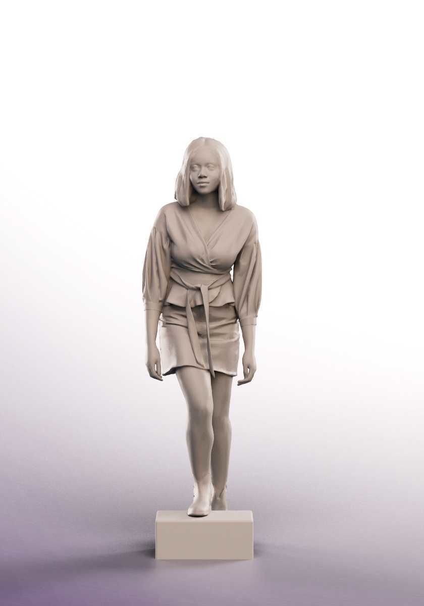 Reina 13484 - Young Black Woman Walking Up Stairs Low-poly 3D model_4