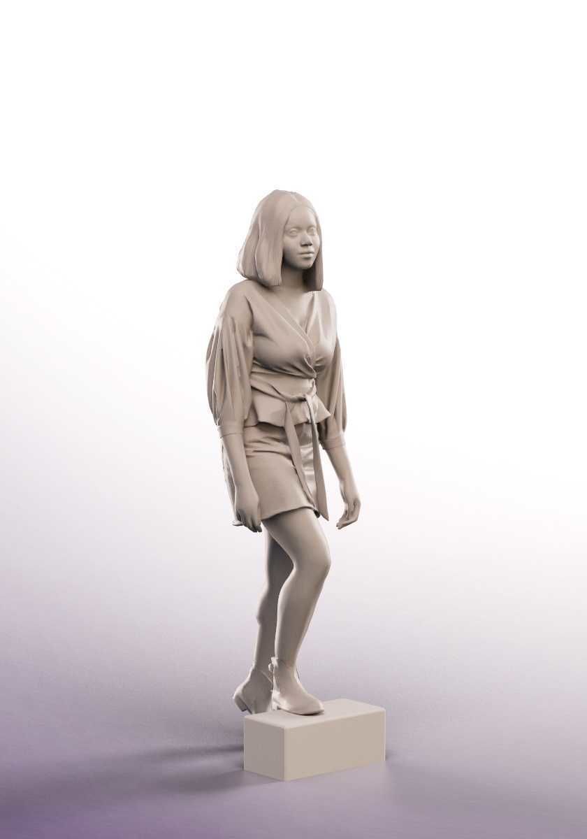 Reina 13484 - Young Black Woman Walking Up Stairs Low-poly 3D model_3