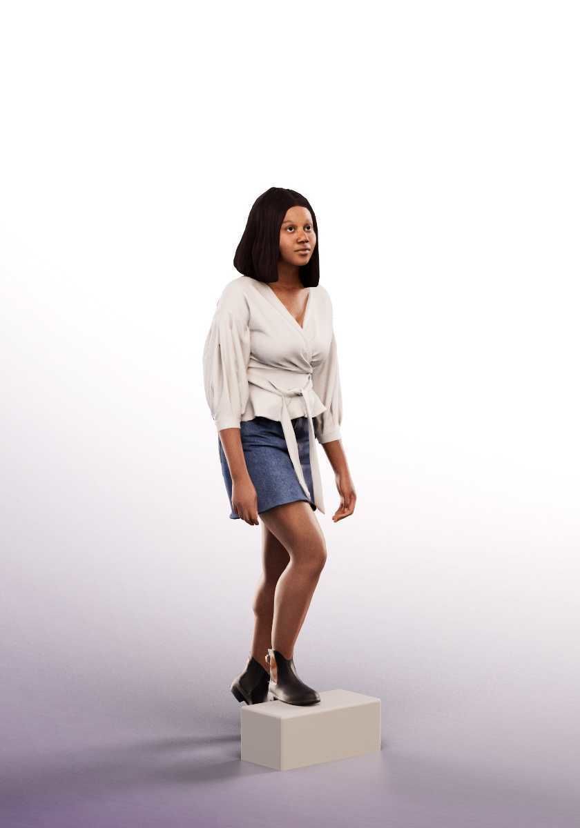 Reina 13484 - Young Black Woman Walking Up Stairs Low-poly 3D model_1