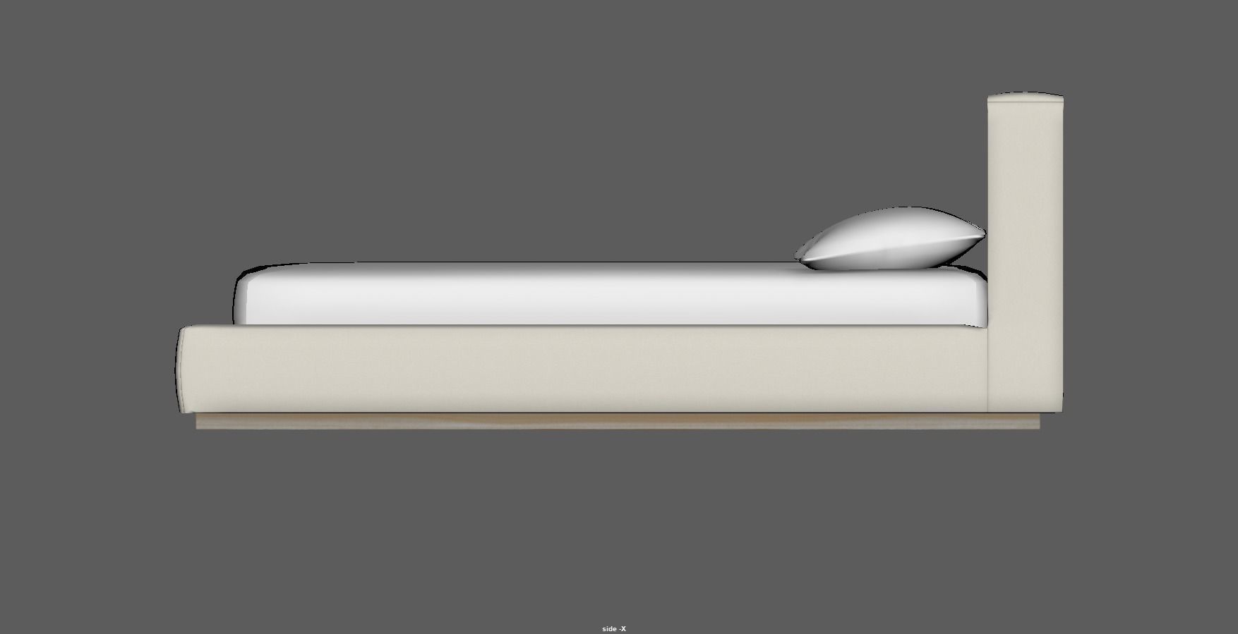 Bed - platform bed - low bed - king bed - queen bed Low-poly 3D model_15