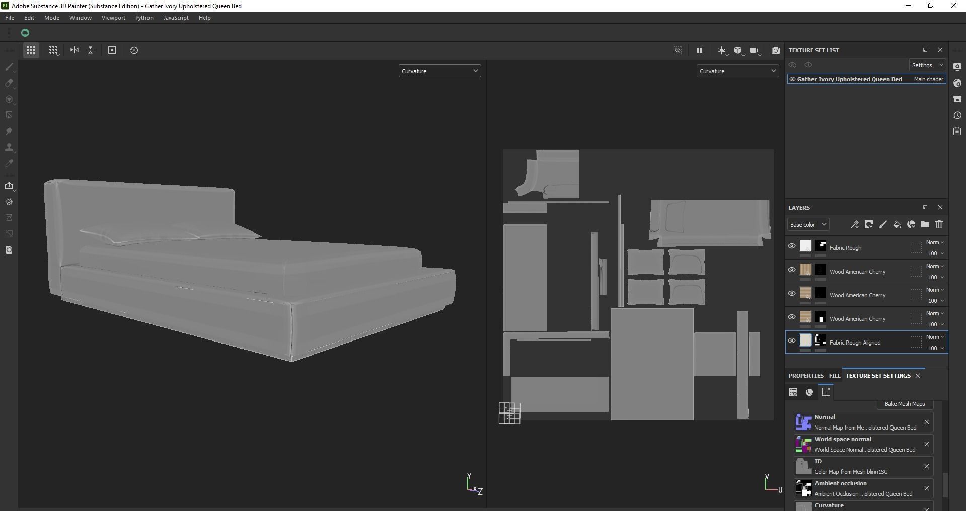 Bed - platform bed - low bed - king bed - queen bed Low-poly 3D model_24