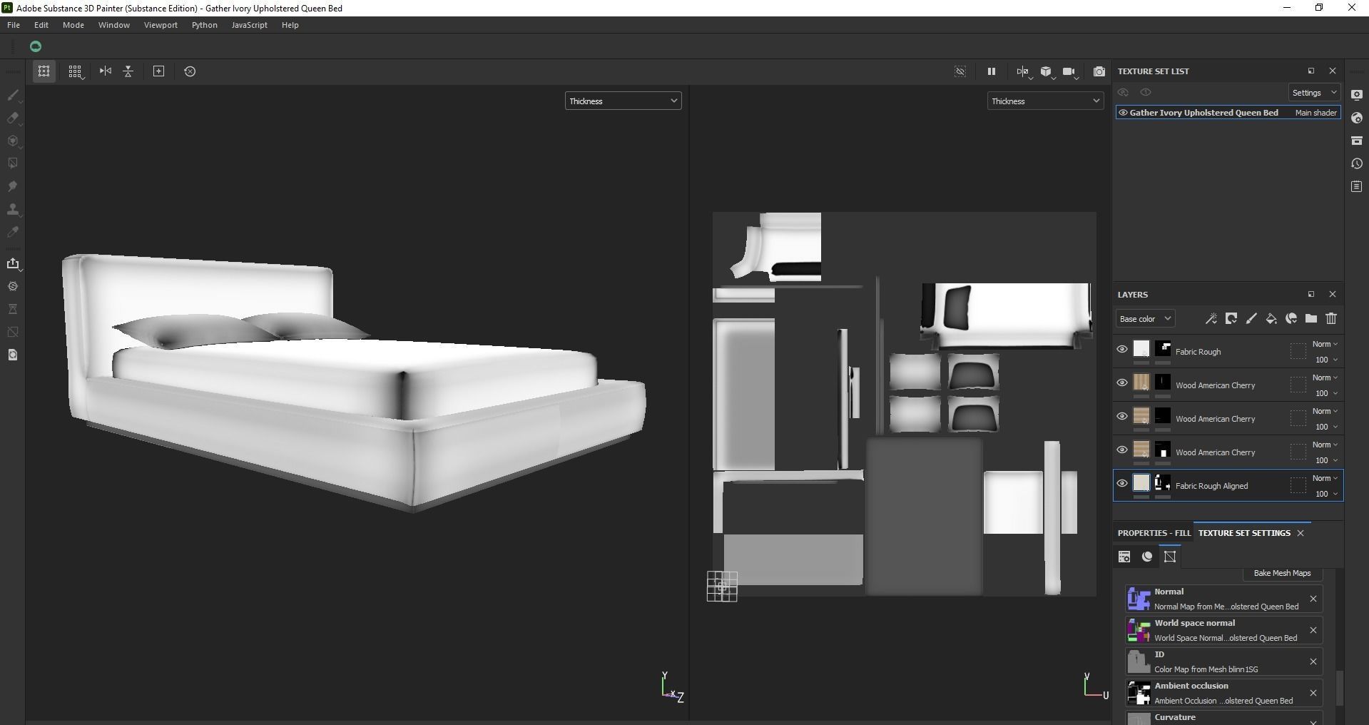 Bed - platform bed - low bed - king bed - queen bed Low-poly 3D model_26