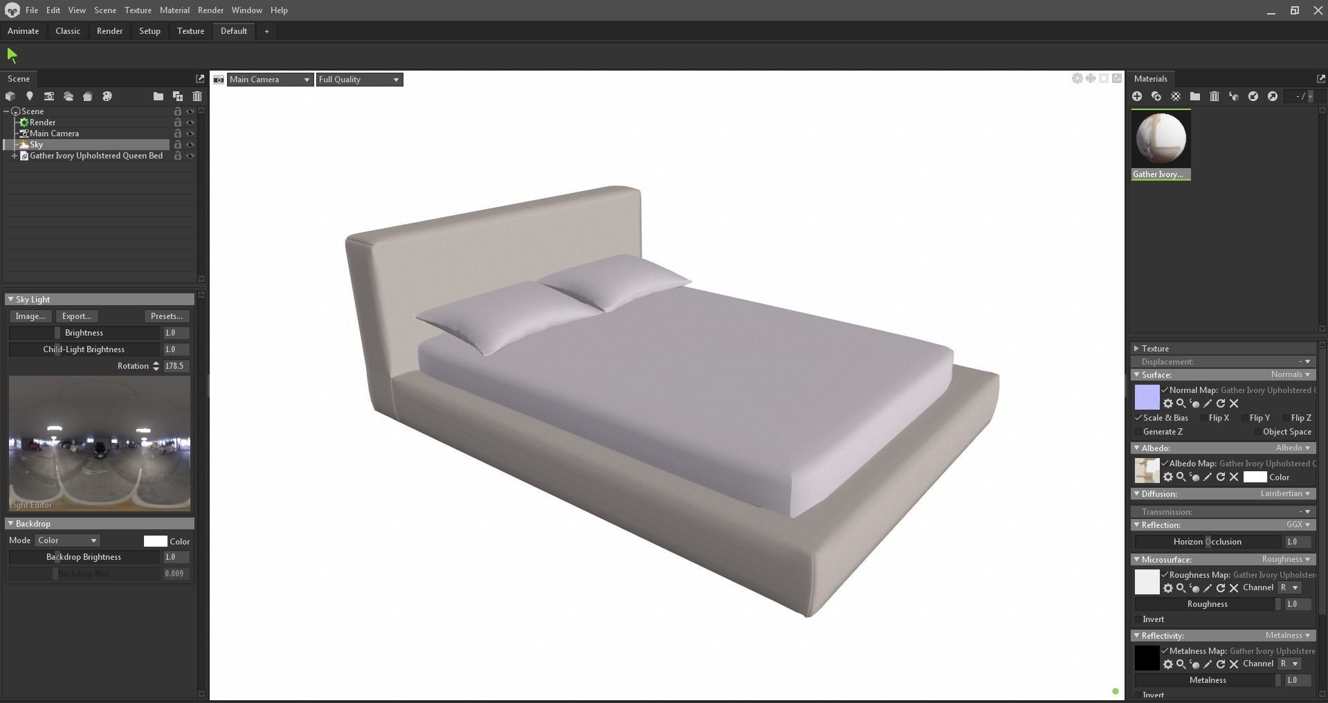 Bed - platform bed - low bed - king bed - queen bed Low-poly 3D model_19