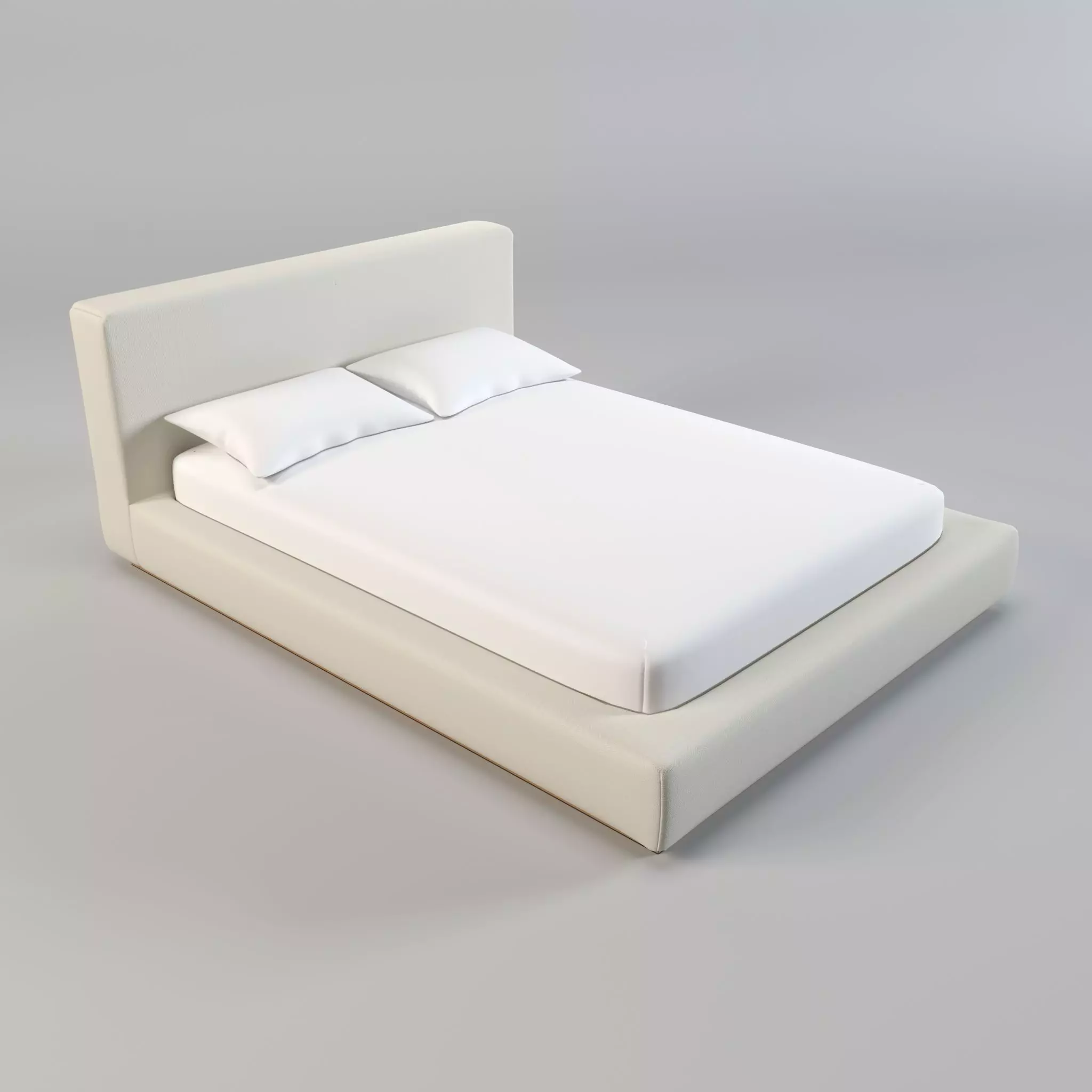 Bed - platform bed - low bed - king bed - queen bed Low-poly 3D model_0