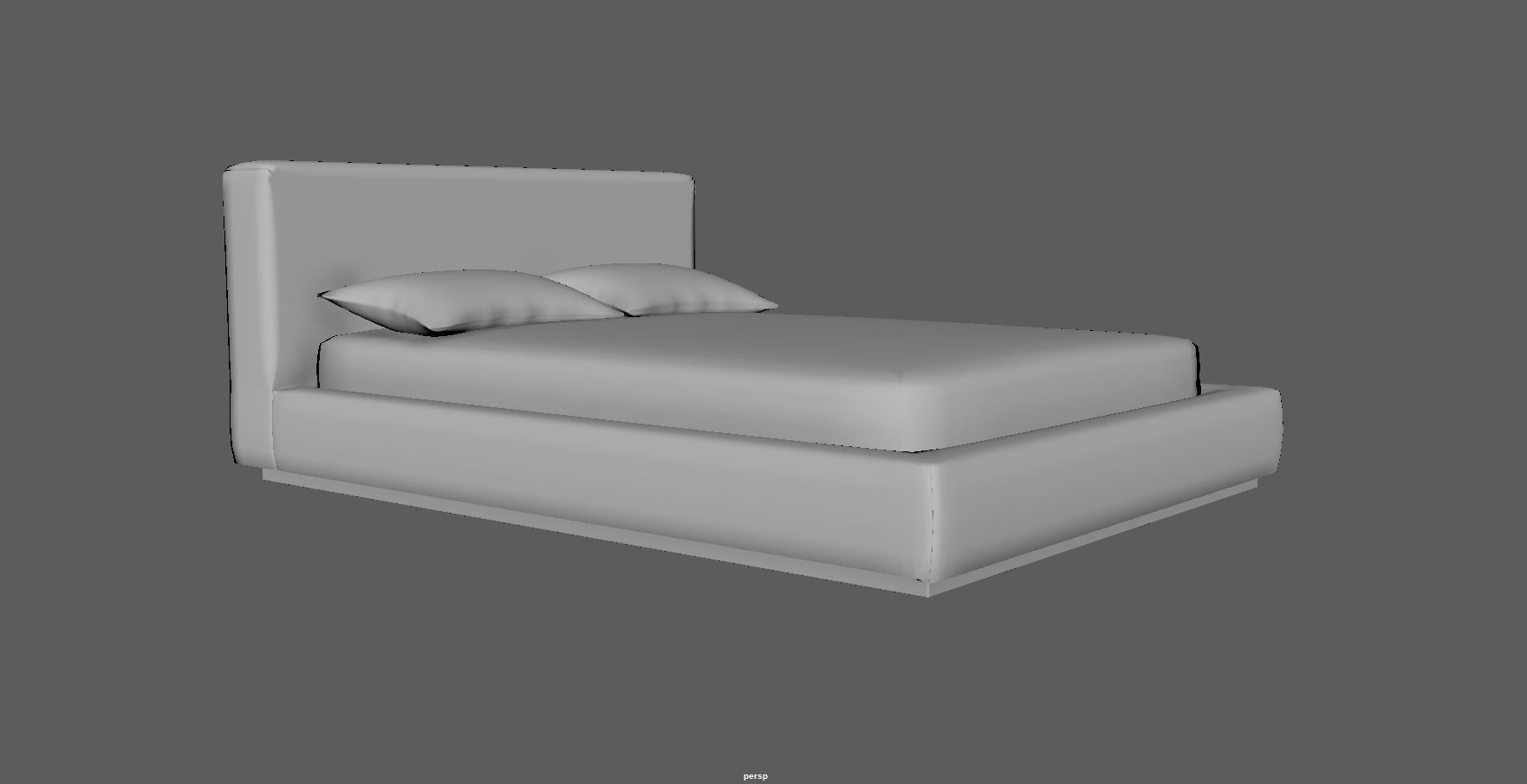 Bed - platform bed - low bed - king bed - queen bed Low-poly 3D model_8