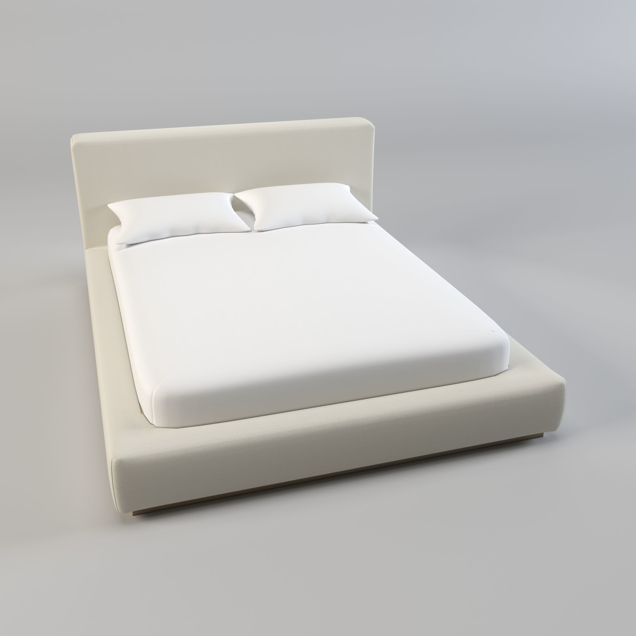 Bed - platform bed - low bed - king bed - queen bed Low-poly 3D model_2