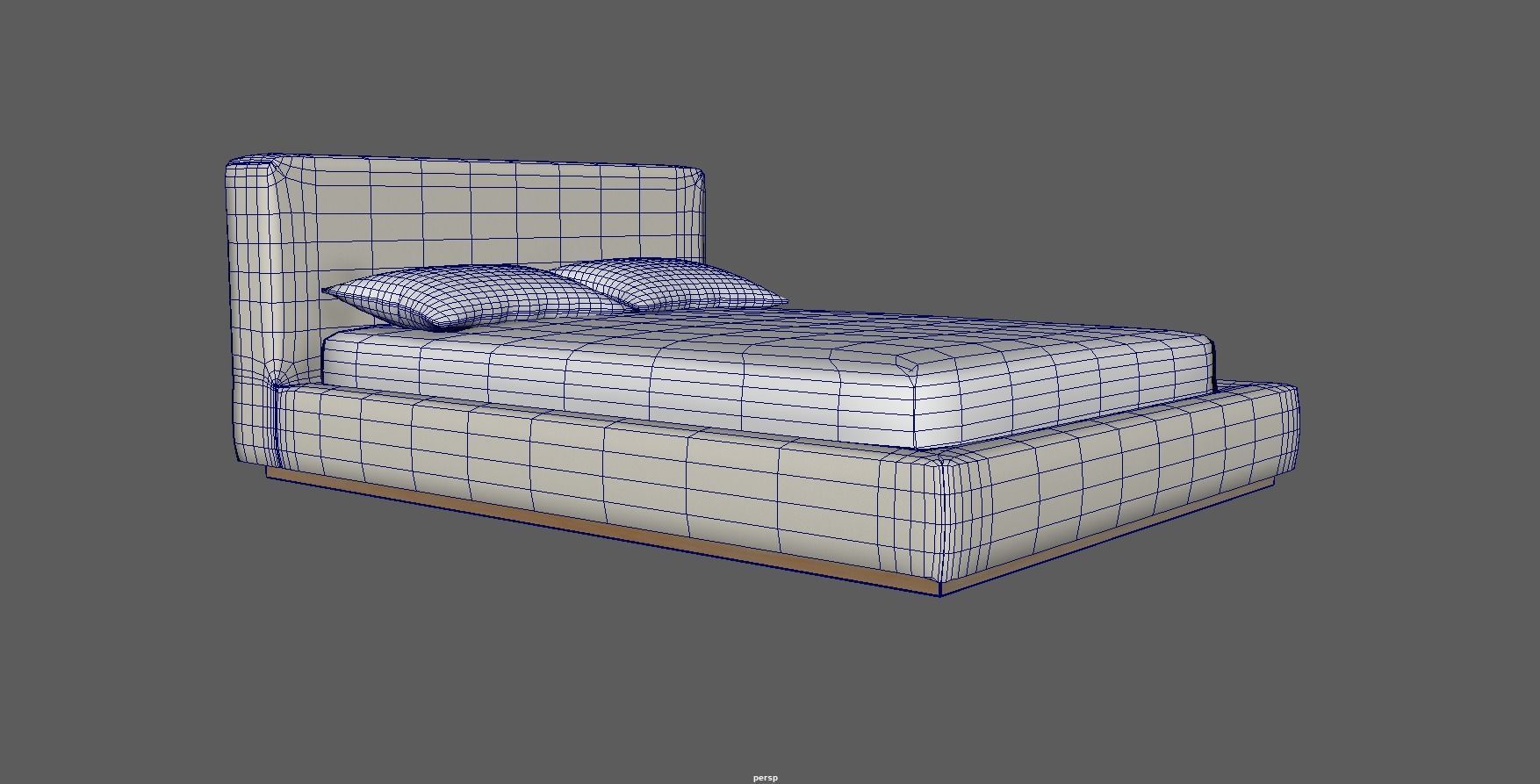 Bed - platform bed - low bed - king bed - queen bed Low-poly 3D model_7