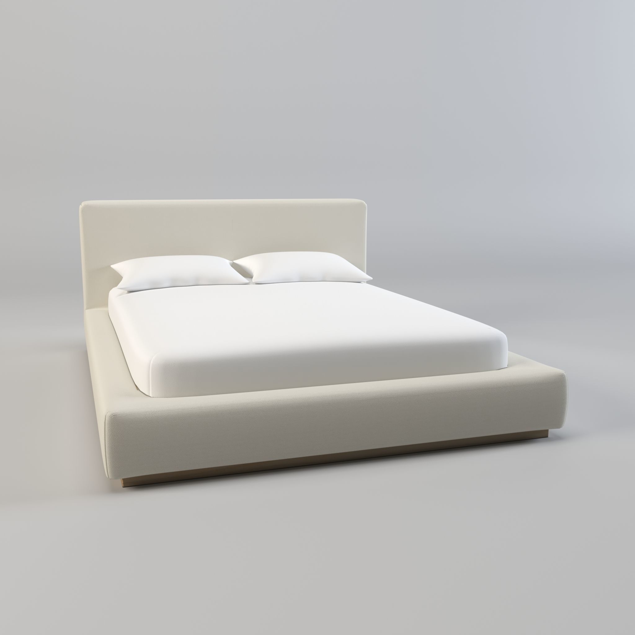 Bed - platform bed - low bed - king bed - queen bed Low-poly 3D model_4