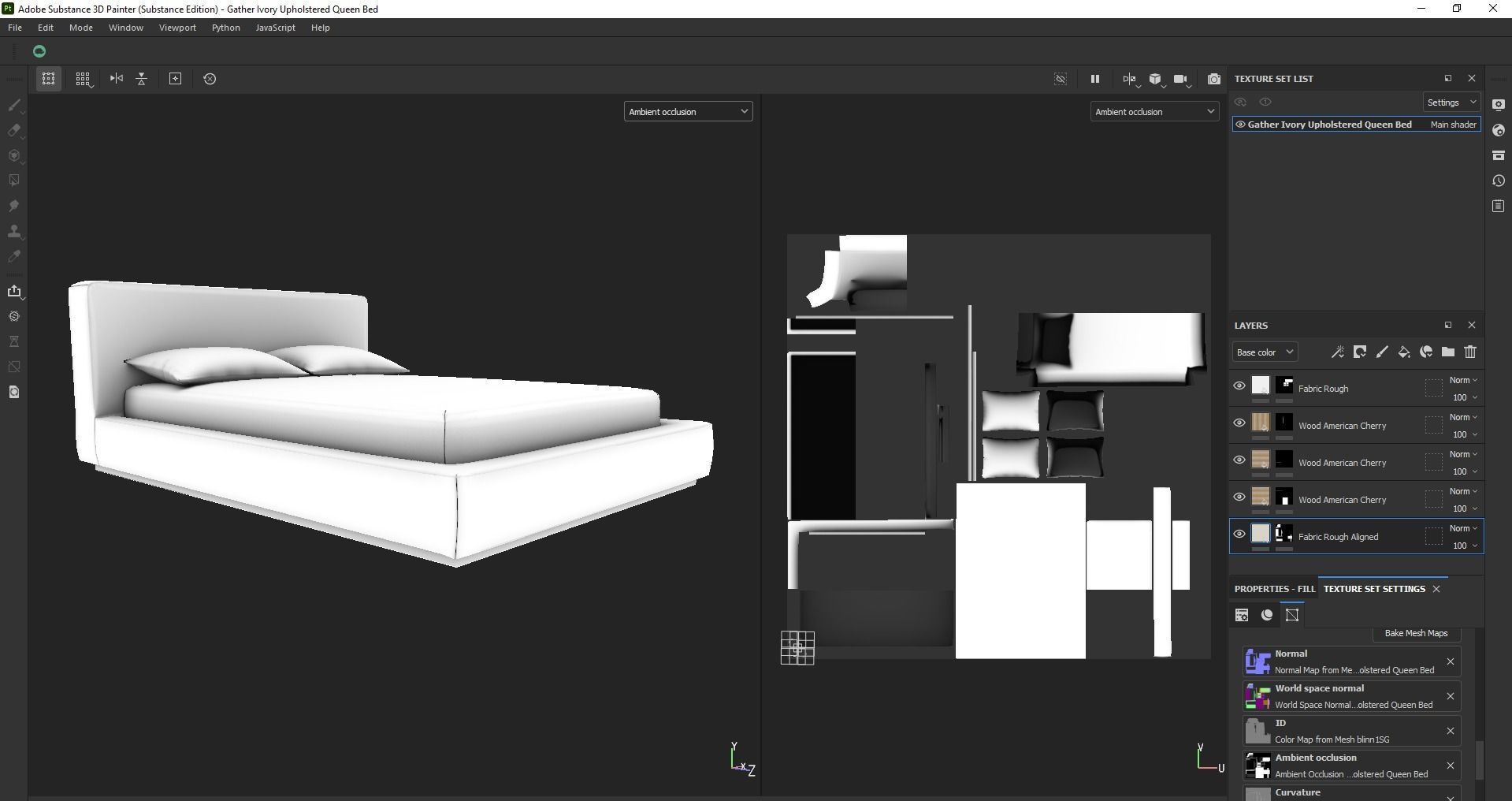 Bed - platform bed - low bed - king bed - queen bed Low-poly 3D model_23