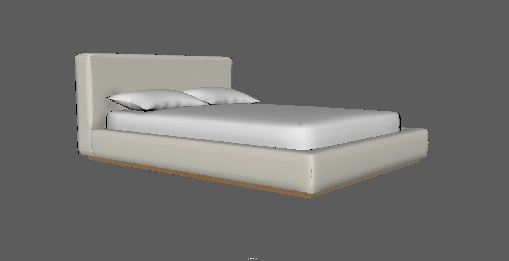 Bed - platform bed - low bed - king bed - queen bed Low-poly 3D model_6