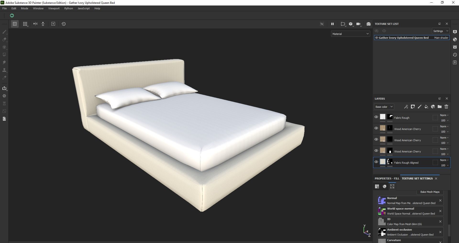 Bed - platform bed - low bed - king bed - queen bed Low-poly 3D model_27