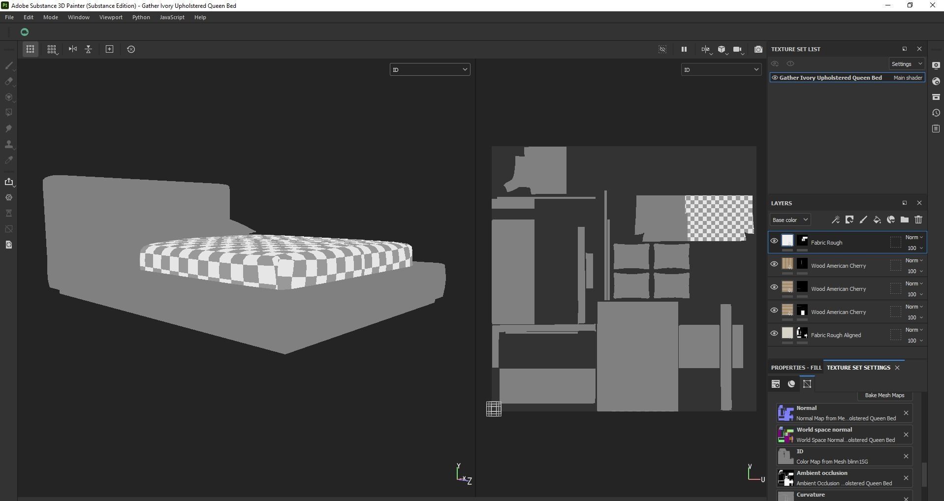 Bed - platform bed - low bed - king bed - queen bed Low-poly 3D model_22