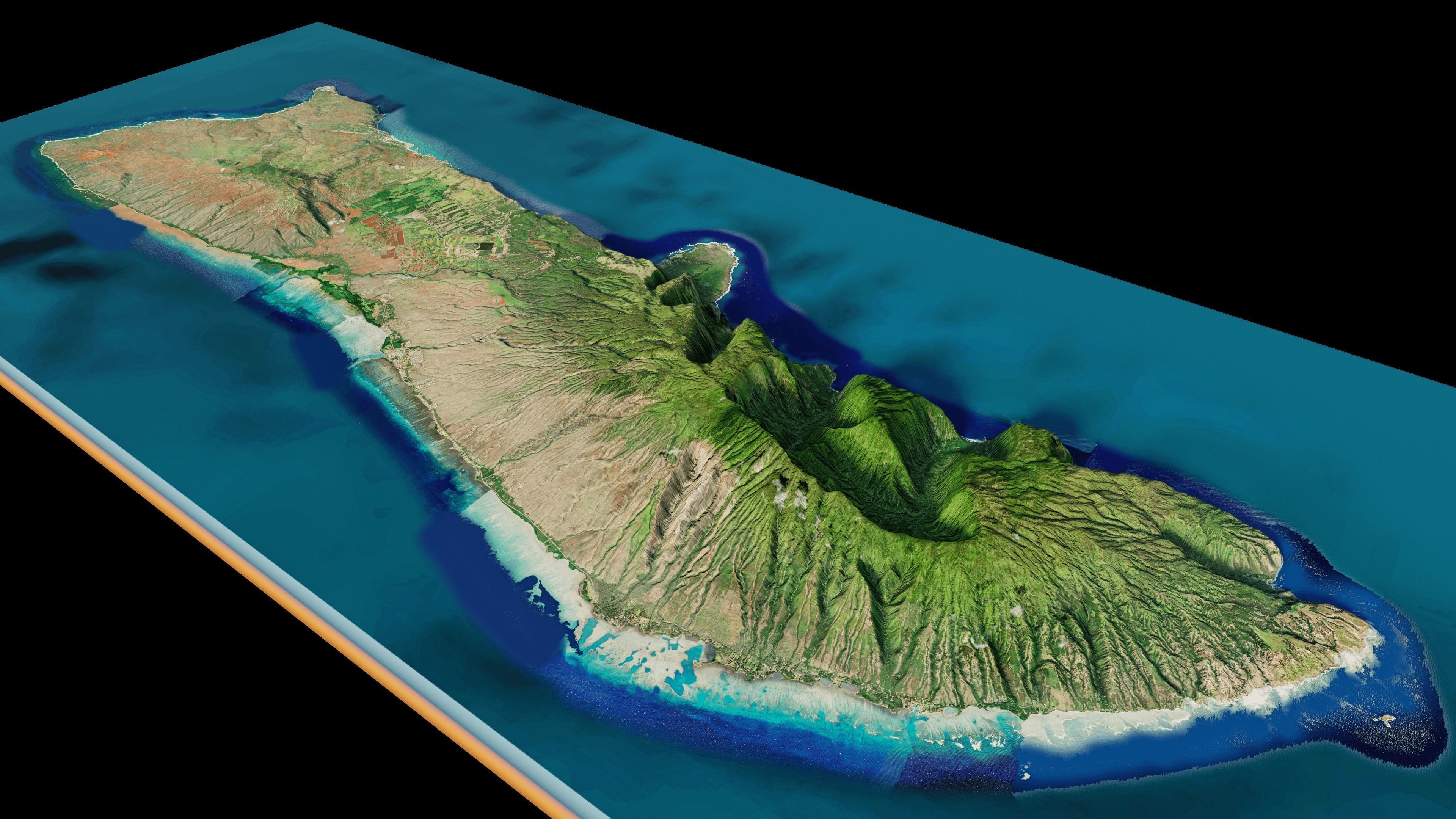 Molokai island full 3d model terrain 3D model_10