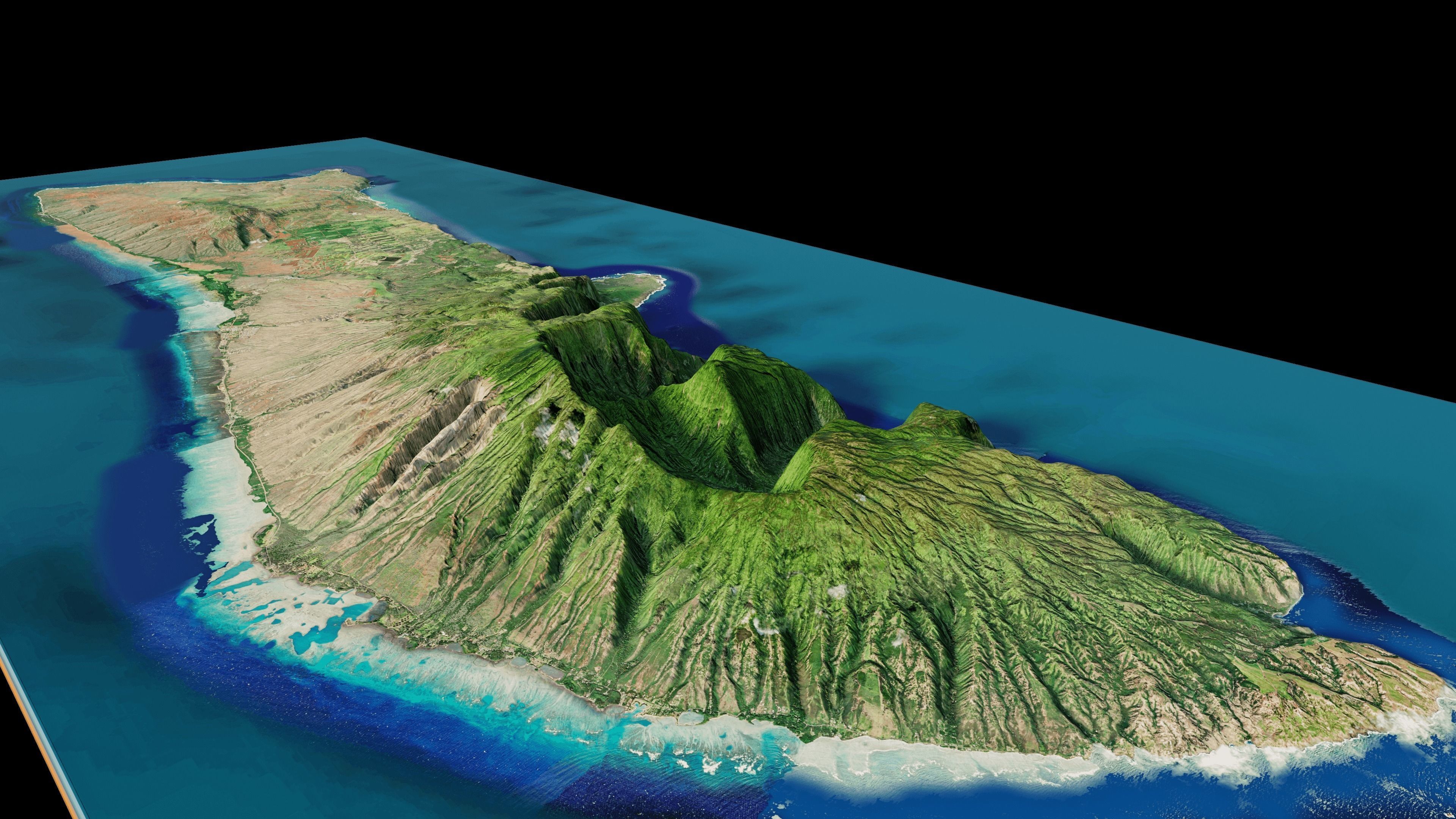 Molokai island full 3d model terrain 3D model_2