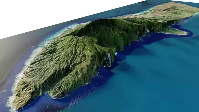 Molokai island full 3d model terrain 3D model