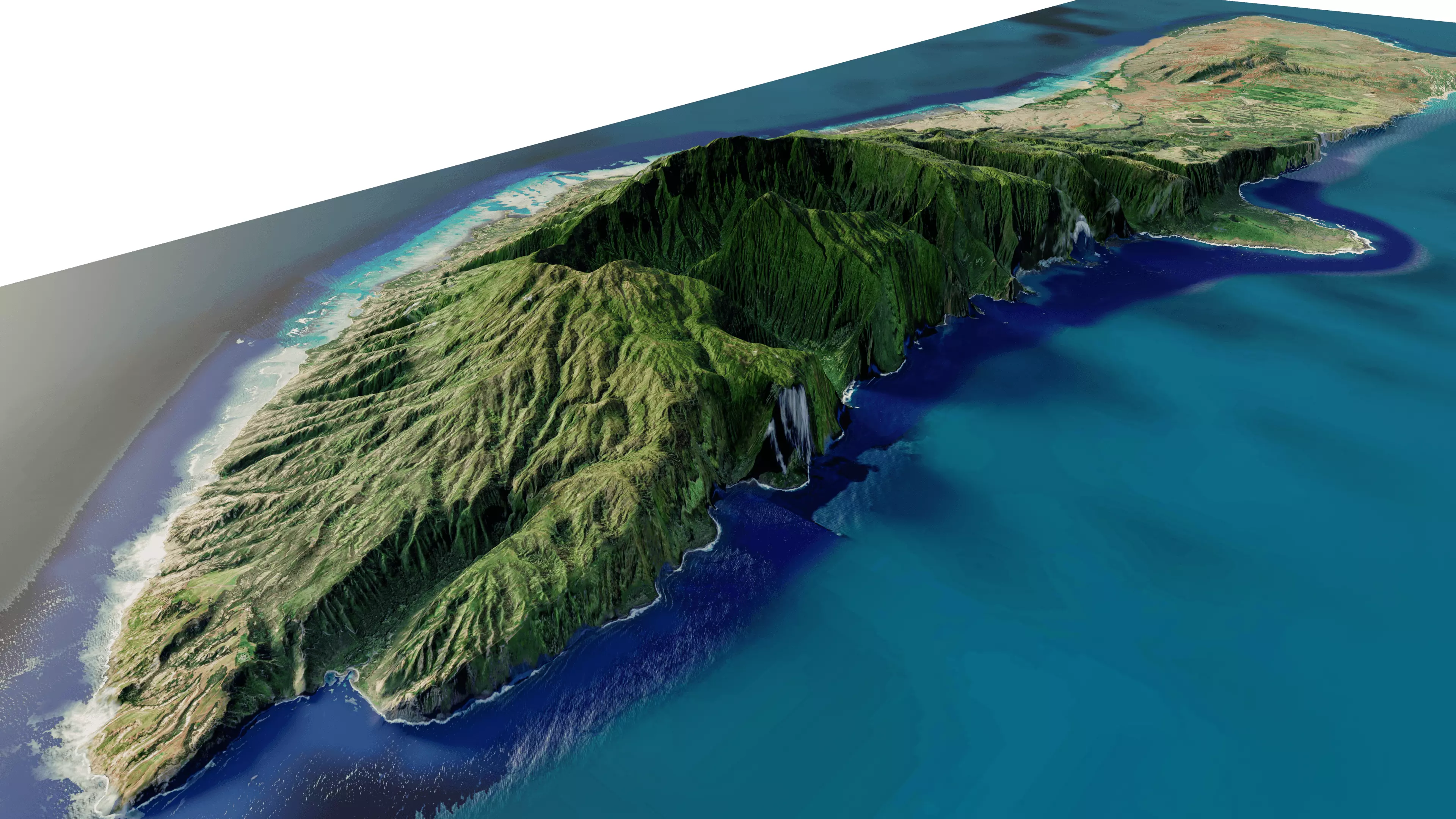 Molokai island full 3d model terrain 3D model_0