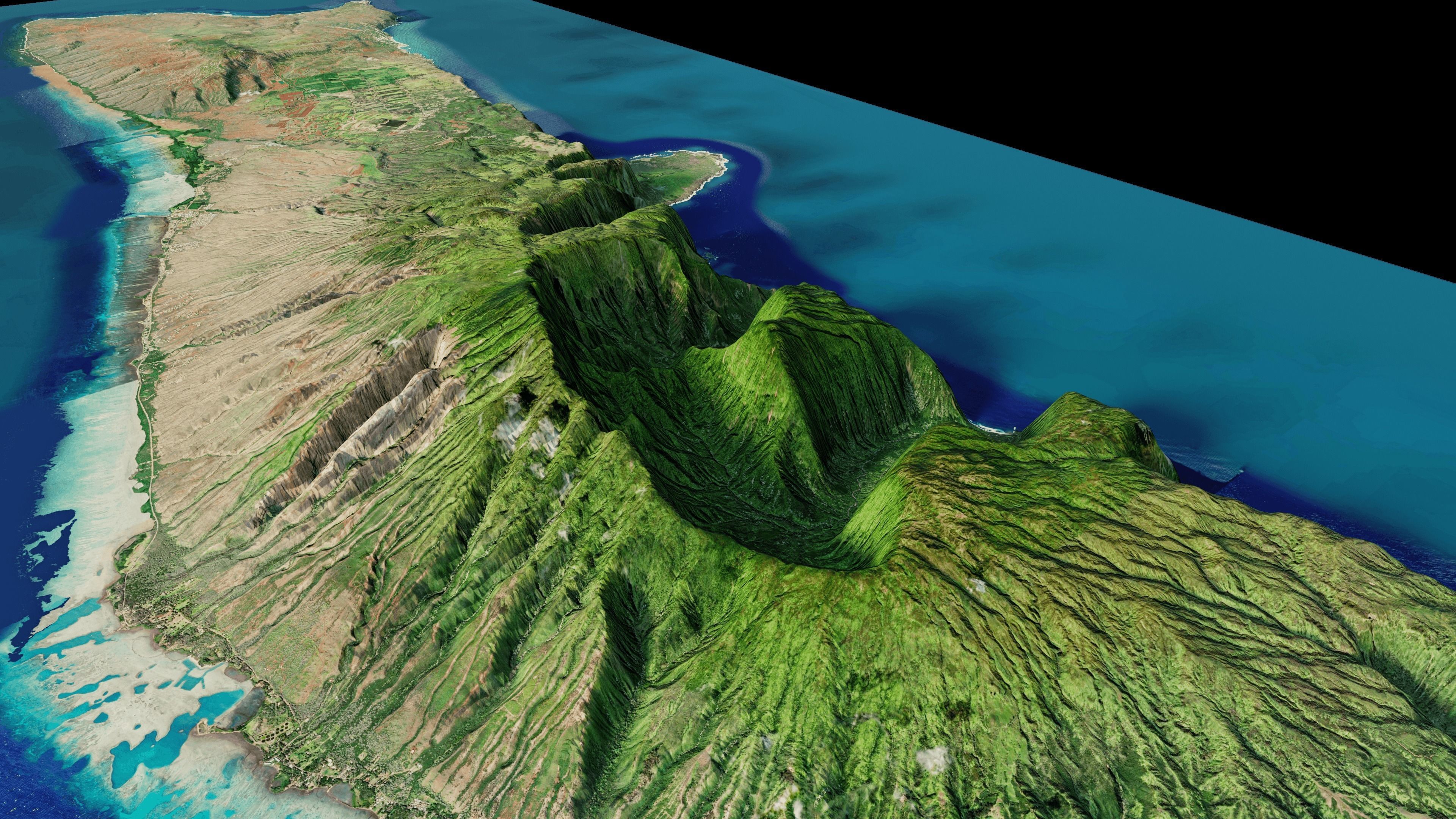 Molokai island full 3d model terrain 3D model_11