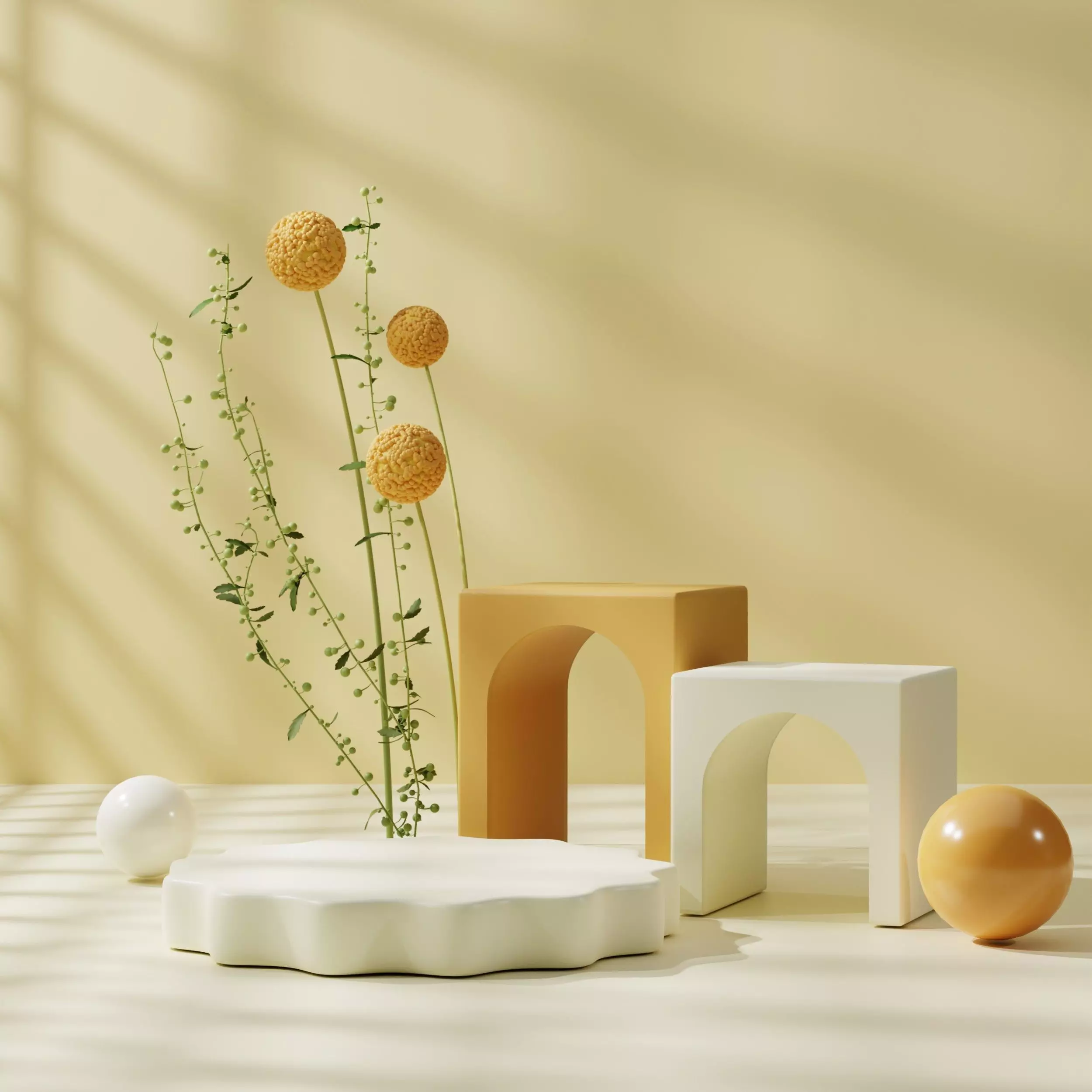 Instead of product placement with minimal style flowers 3D model_0