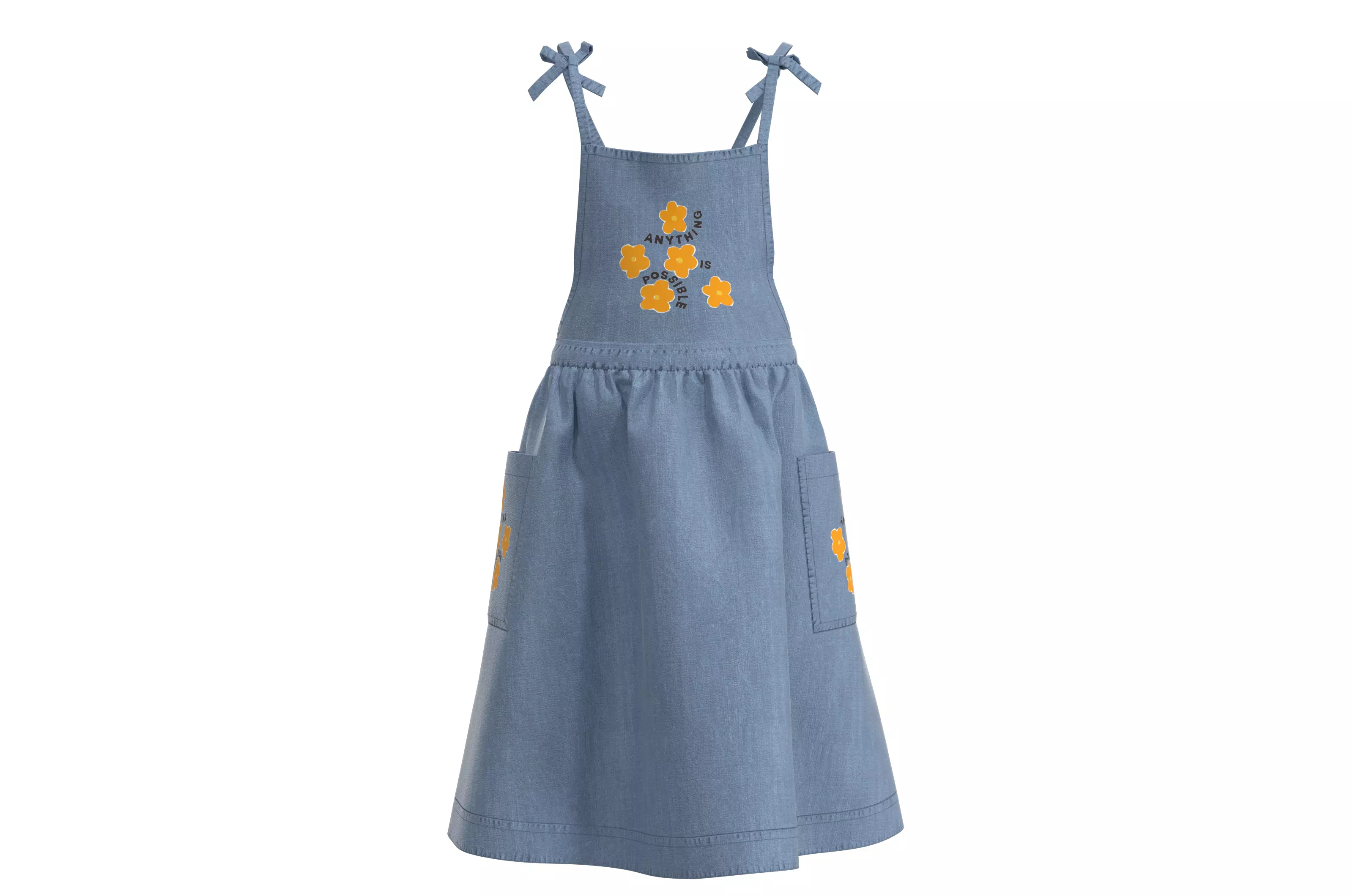 Floral print denim halter dress Free 3D model