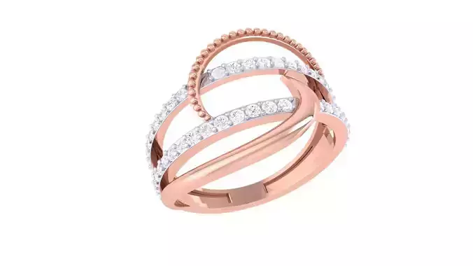 Wire High Jewelry Diamond Cocktail Ring 3dm stl obj renders